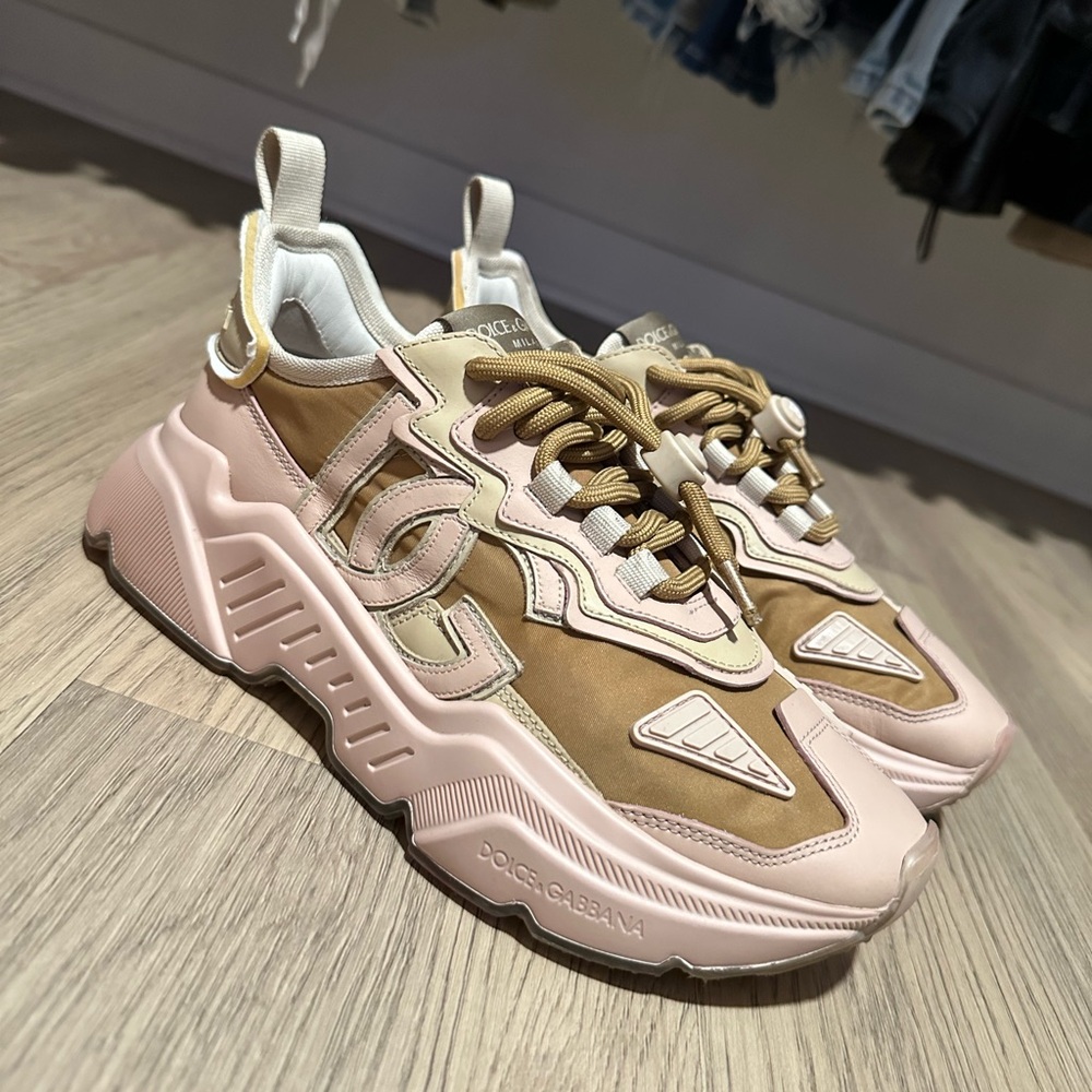Dolce & Gabbana Daymaster Sneakers (Blush Pink, Brown, & Beige)